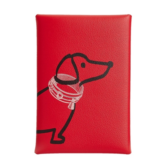 Hermes Calvi Duo Compact Card Holder Red - Picture 1 of 2